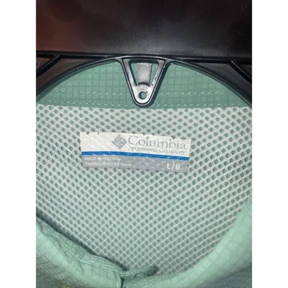 Men's Columbia PFG Hiking Fishing Button Front Shirt Large L - Green- Omni Shade - Picture 6 of 8